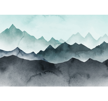 Painted blue mountains roller blind for living room - TenStickers