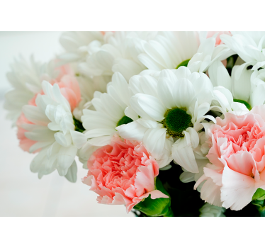 Beautiful white bouquet roller blind for living room - TenStickers