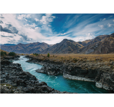 Roller blind for living room river in andes - TenStickers