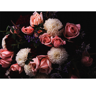 Roller blind for living room luxurious pink rose bouquet - TenStickers
