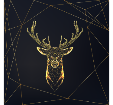 Geometric stag in gold roller blind for living room - TenStickers