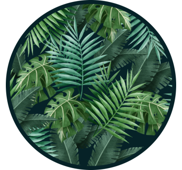 Green roller blind with circular exotic green leaves - TenStickers