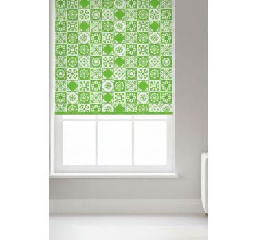Green roller blind abstract green and white design - TenStickers