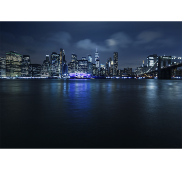 Blue manhattan at night roller blind for living room - TenStickers