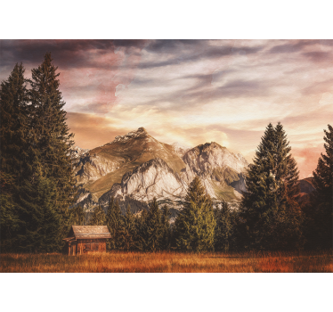Roller blind for living room mountain cabin retreat - TenStickers