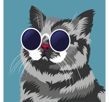 Roller blind for living room funny gray cat art - TenStickers