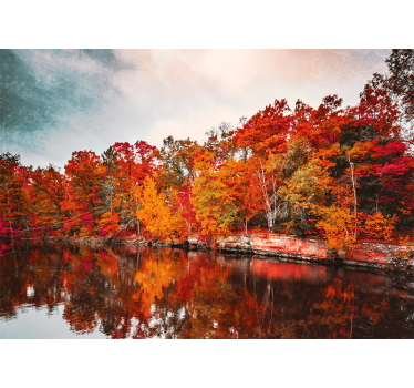 Autumn forest reflection roller blind for living room - TenStickers