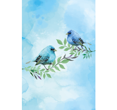 Blue birds on branches Animal blind - TenStickers