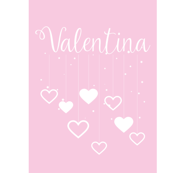 Hanging hearts with name teenage roller blind - TenStickers
