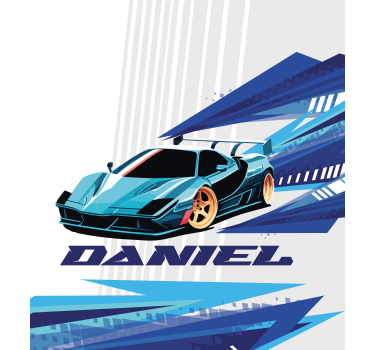 Blue race car custom printed blind - TenStickers