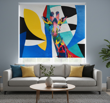 Abstract colorful giraffe roller blind for living room - TenStickers