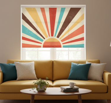 Abstract vintage sunset roller blind for living room - TenStickers