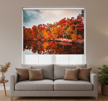 Autumn forest reflection roller blind for living room - TenStickers