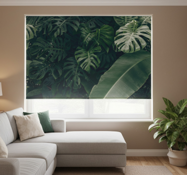 Beautiful green jungle forest roller blind for living room - TenStickers