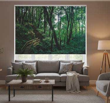 Beautiful green tree landscape roller blind for living room - TenStickers