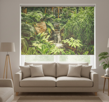 Beautiful green tropical forest roller blind for living room - TenStickers