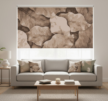 Beige dried leaves roller blind for living room - TenStickers