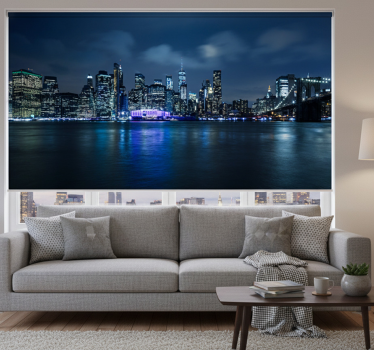 Blue manhattan at night roller blind for living room - TenStickers
