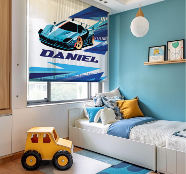Blue race car custom printed blind - TenStickers