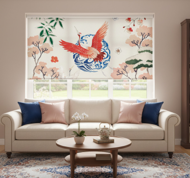 Chinoiserie roller blind for living room - TenStickers