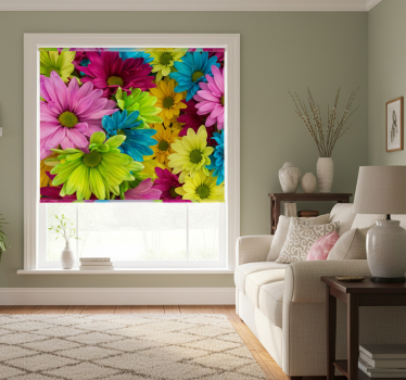 Colorful flowers roller blind for living room - TenStickers