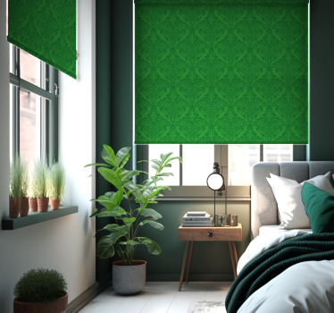 Green Damask Design Roller Blind - TenStickers