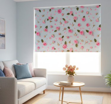 Different roses blue background roller blind for living room - TenStickers