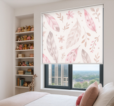 feathers pink teenage roller blind - TenStickers