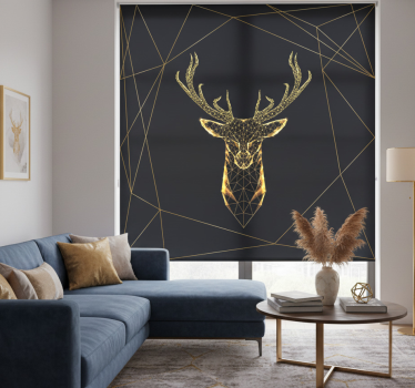 Geometric stag in gold roller blind for living room - TenStickers