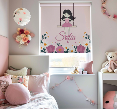 Girl on a swing custom printed blind - TenStickers