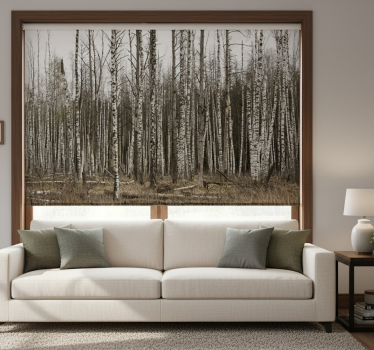 Gray birch forest roller blind for living room - TenStickers