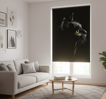 Green eyed cats roller blind for living room - TenStickers
