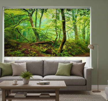 Green lightful roller blind for living room - TenStickers