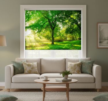 Green lush forest roller blind for living room - TenStickers