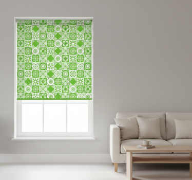 Green roller blind abstract green and white design - TenStickers