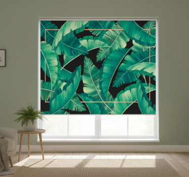 Green roller blind with dark green leaves - TenStickers