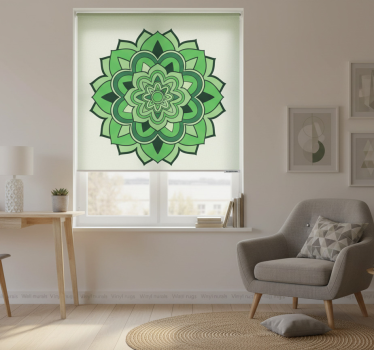 Green roller blind with green mandala design - TenStickers