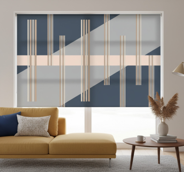 Grey abstract mid-century style roller blind for living room - TenStickers