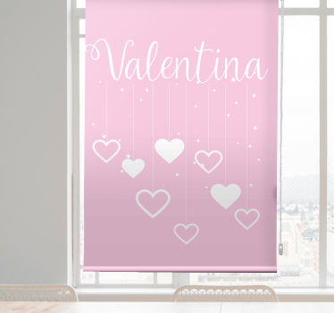 Hanging hearts with name teenage roller blind - TenStickers