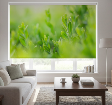 Light green spring leaves roller blind for living room - TenStickers