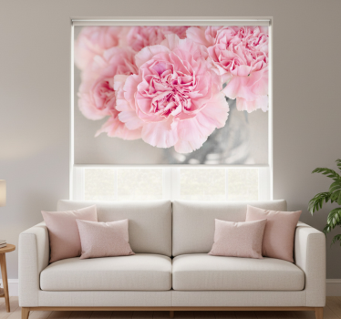 Many pink cloves on grey roller blind for living room - TenStickers