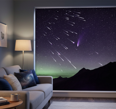 Meteor shower of shooting stars roller blind for living room - TenStickers