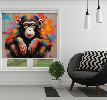 Monkey with colors teenage roller blind - TenStickers