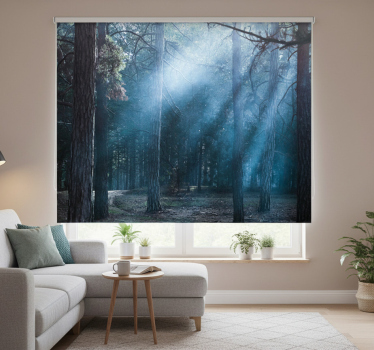 "nature" dusk in the forest roller blind for living room - TenStickers