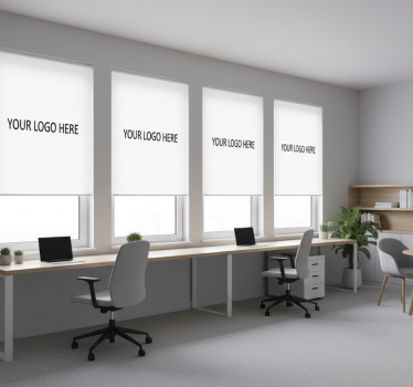 Office window roller blind with custom business logo - TenStickers