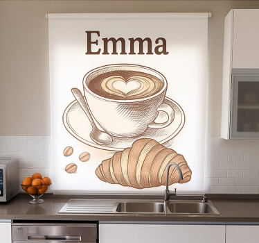 Personalised coffee design roller blind for kitchen window - TenStickers