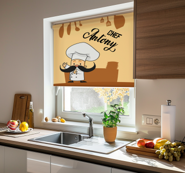 Personalized Chef roller blind for kitchen window - TenStickers