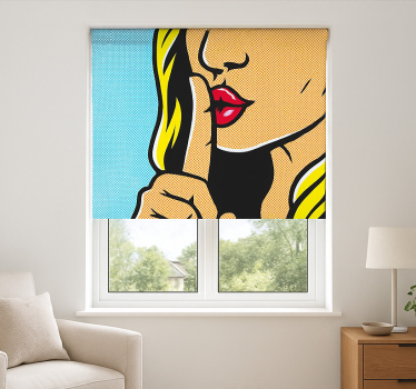 Pop art girl shushing teenage roller blind - TenStickers