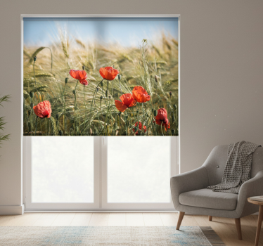 Poppies in summer wheat roller blind for living room - TenStickers