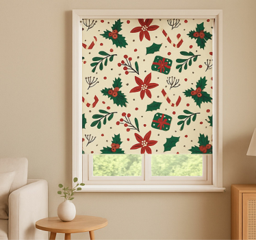 Red Ornaments Forest roller blind for living room - TenStickers